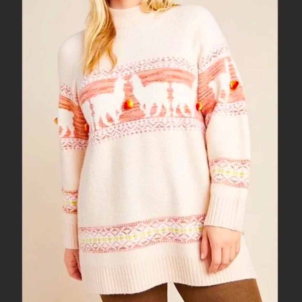 Anthropologie Llama Sweater Tunic, medium